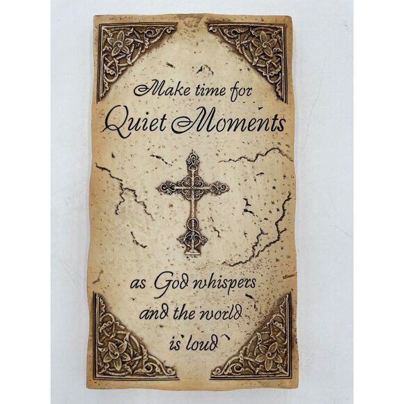 Decorative Wall Plaque With Cross & Quote - Picture 1 of 3